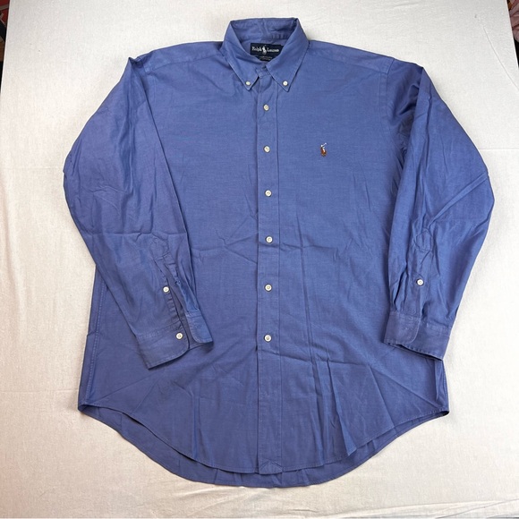 Polo Ralph Lauren Shirt 15 1/2 - 33 Blue Yarmouth Oxford Button Down Flesh Pony - Picture 2 of 10
